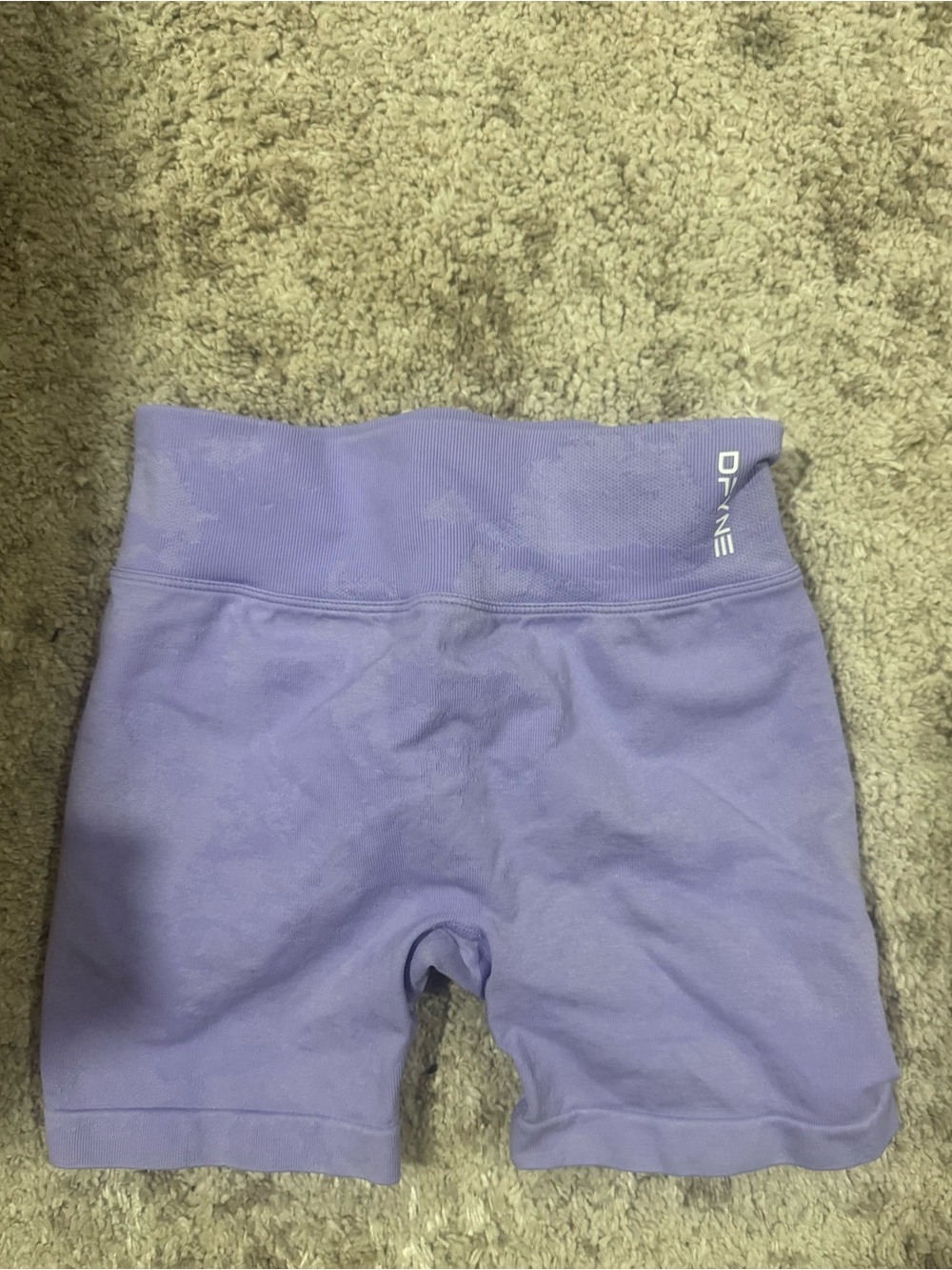 High-Rise Lavender Bike Shorts with Branded Waistband